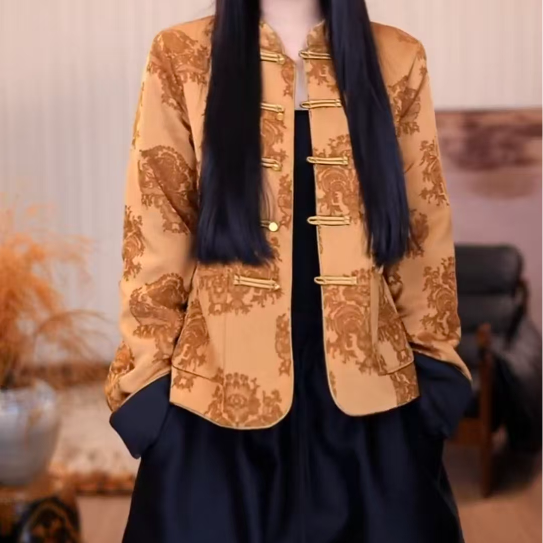 『宜锦』新中式复古显瘦秋冬宽松国风休闲时尚百搭棉外套