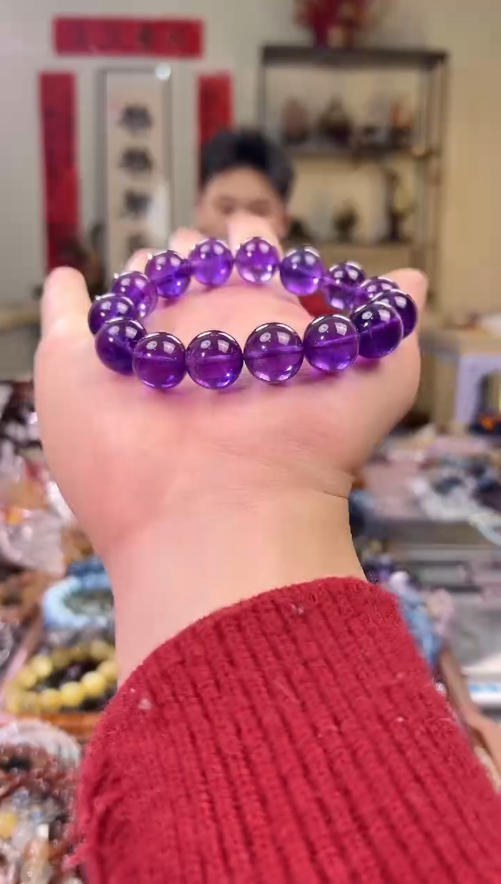 【闪购商品】紫晶手串未镶嵌15mm乌拉圭紫水（多样性发其一）