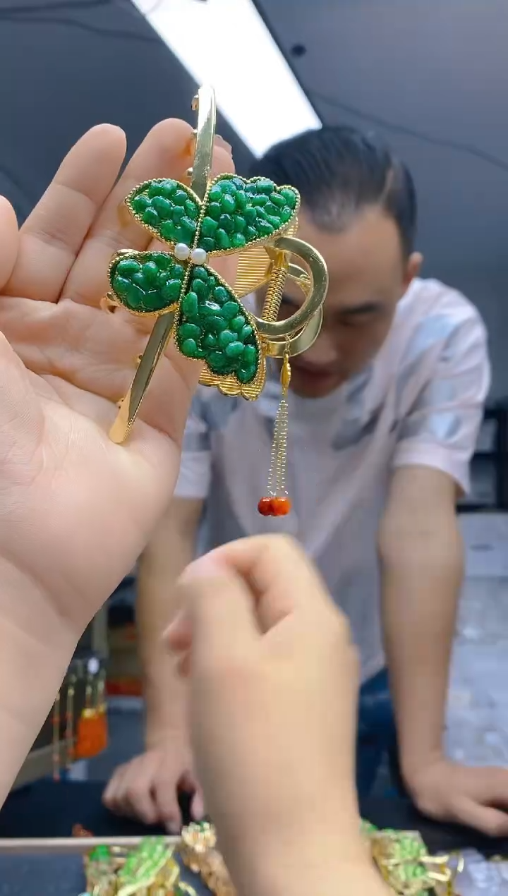 【闪购商品】翡翠耳饰合金064翡翠压襟