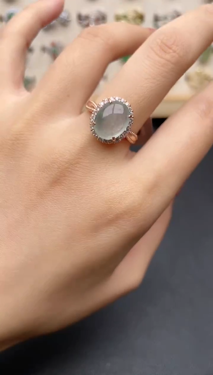 【闪购商品】翡翠戒指银S925镶嵌一物一证一礼盒