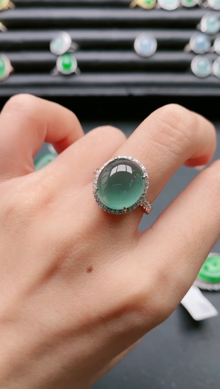 【闪购商品】翡翠戒指银S925镶嵌111111