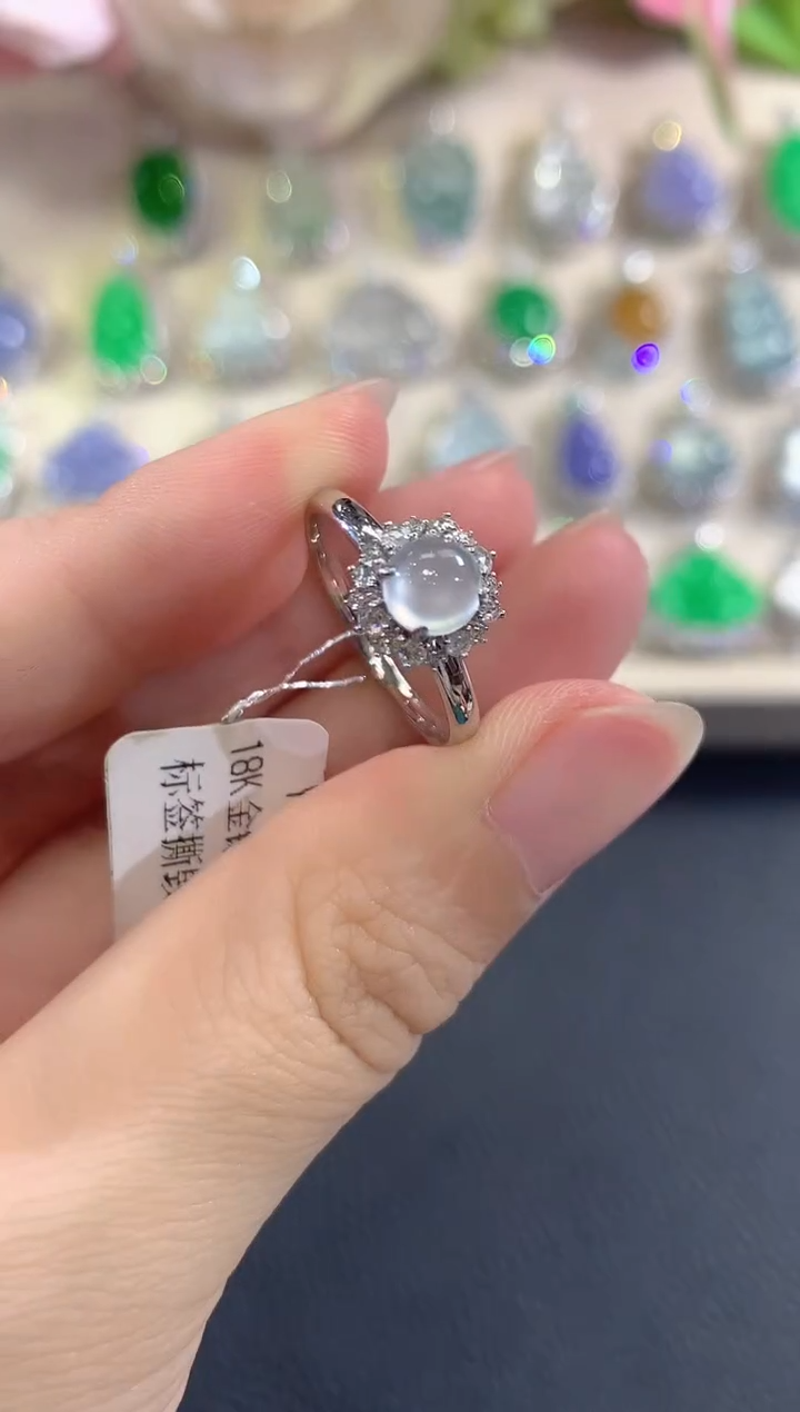 18K金镶嵌戒指翡翠春日珠宝 B78多样性一件发