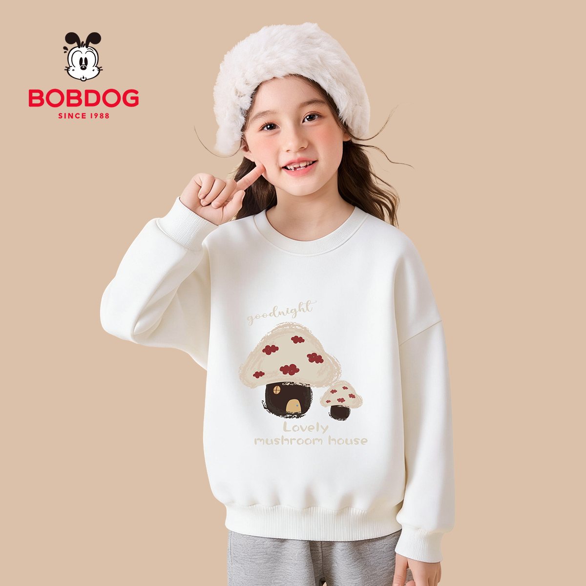 【蘑菇屋】巴布豆卫衣加绒秋冬款中大童长袖上衣男孩女休闲卫衣WU