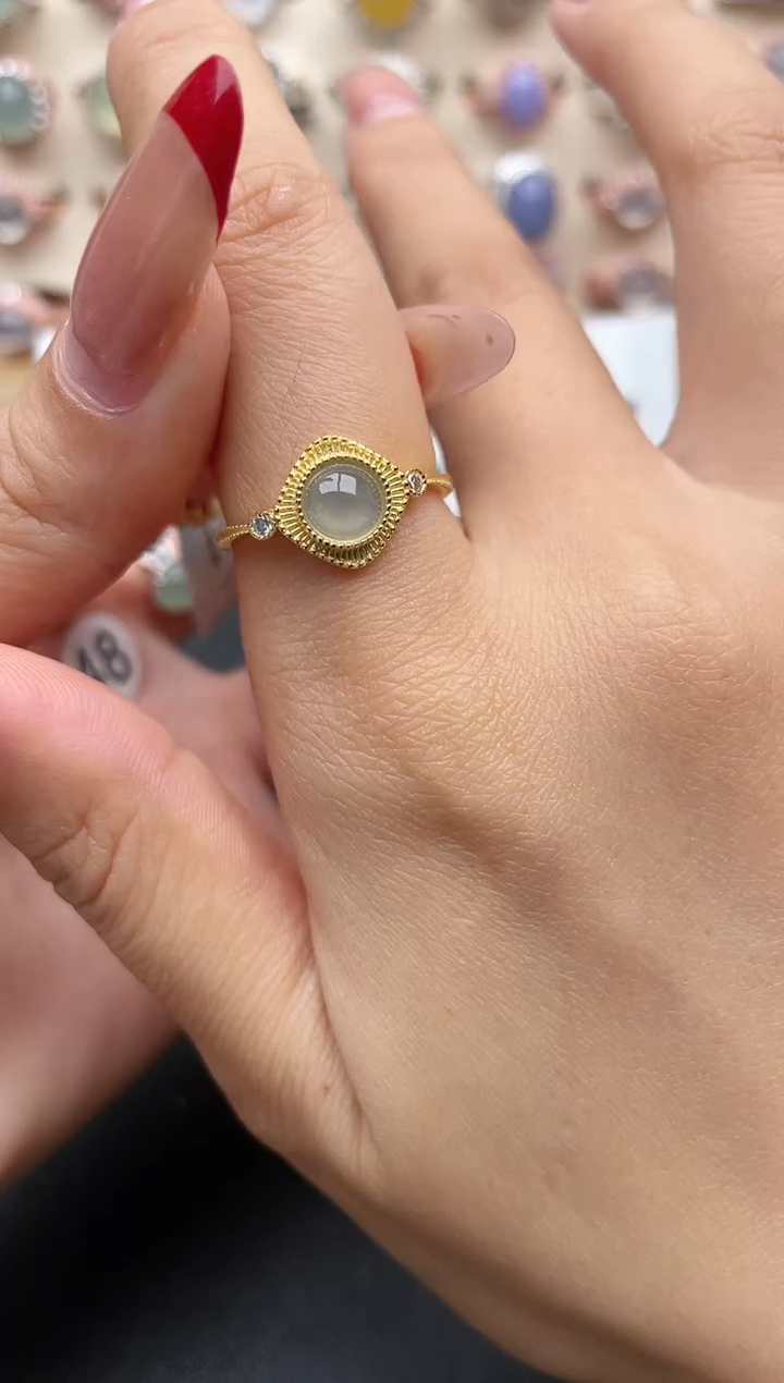 【闪购商品】翡翠戒指银S925镶嵌一物一证一礼盒