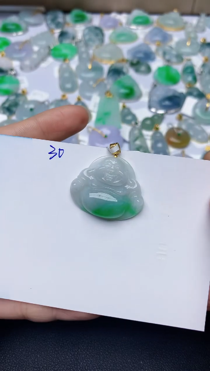 【闪购商品】翡翠颈饰18K金镶嵌天然翡翠A货  