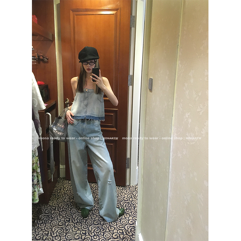 【Mona张绮贤】MONA 牛仔吊带背心 高腰裤子女 O124A21746