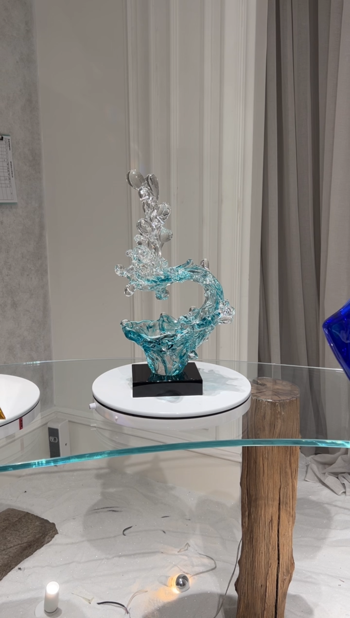 【闪购商品】摆件小号海浪水晶琉璃摆件