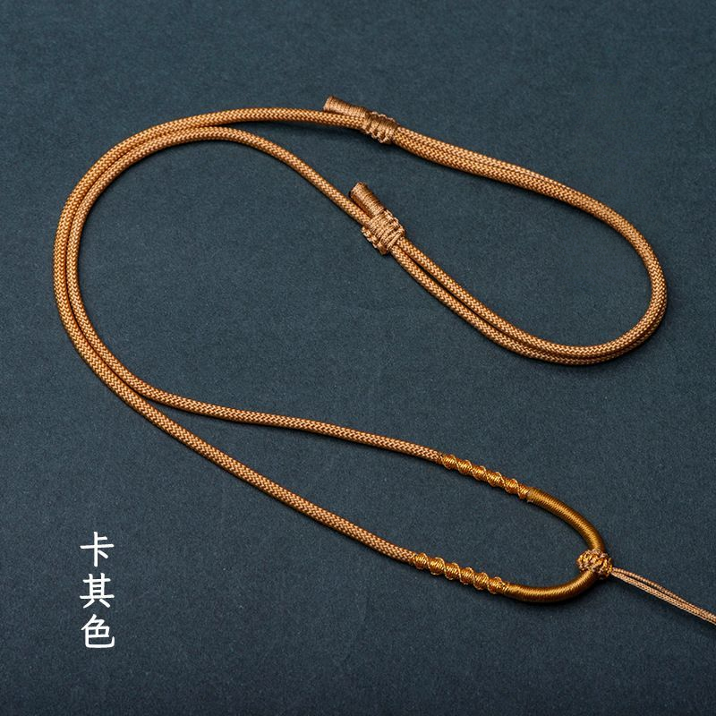 时尚手工编织项链绳马年本命年挂脖绳金线挂绳吊坠卡其