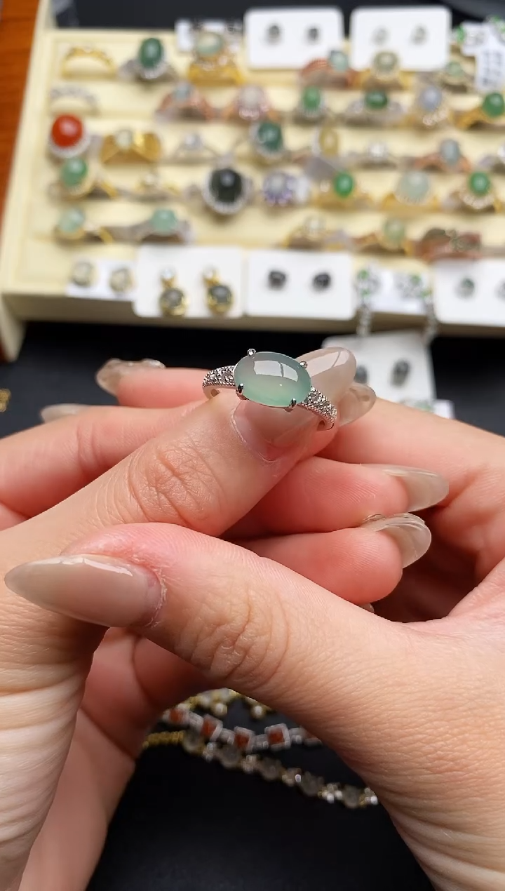 【闪购商品】翡翠戒指银S925镶嵌77777777+6