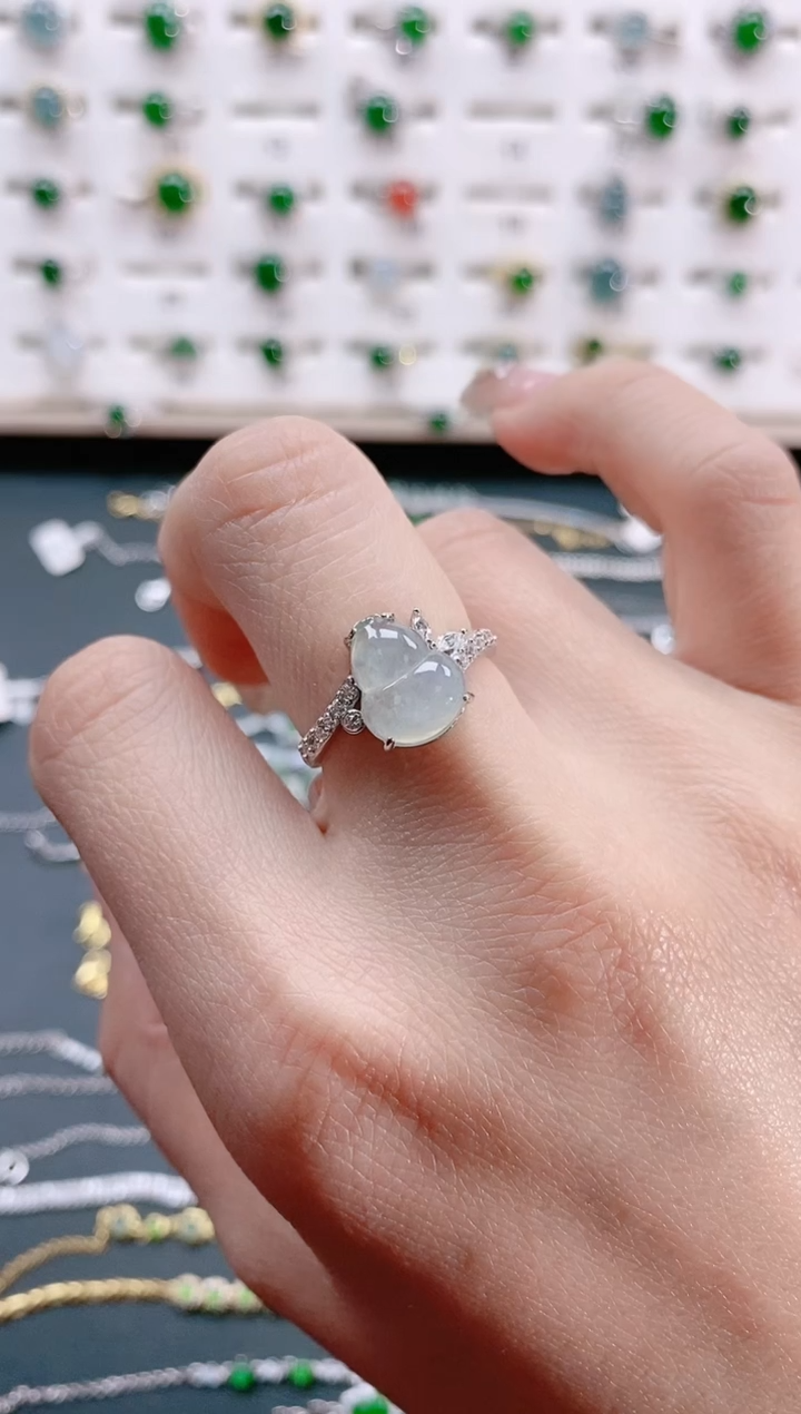 【闪购商品】翡翠戒指银S925镶嵌天然翡翠