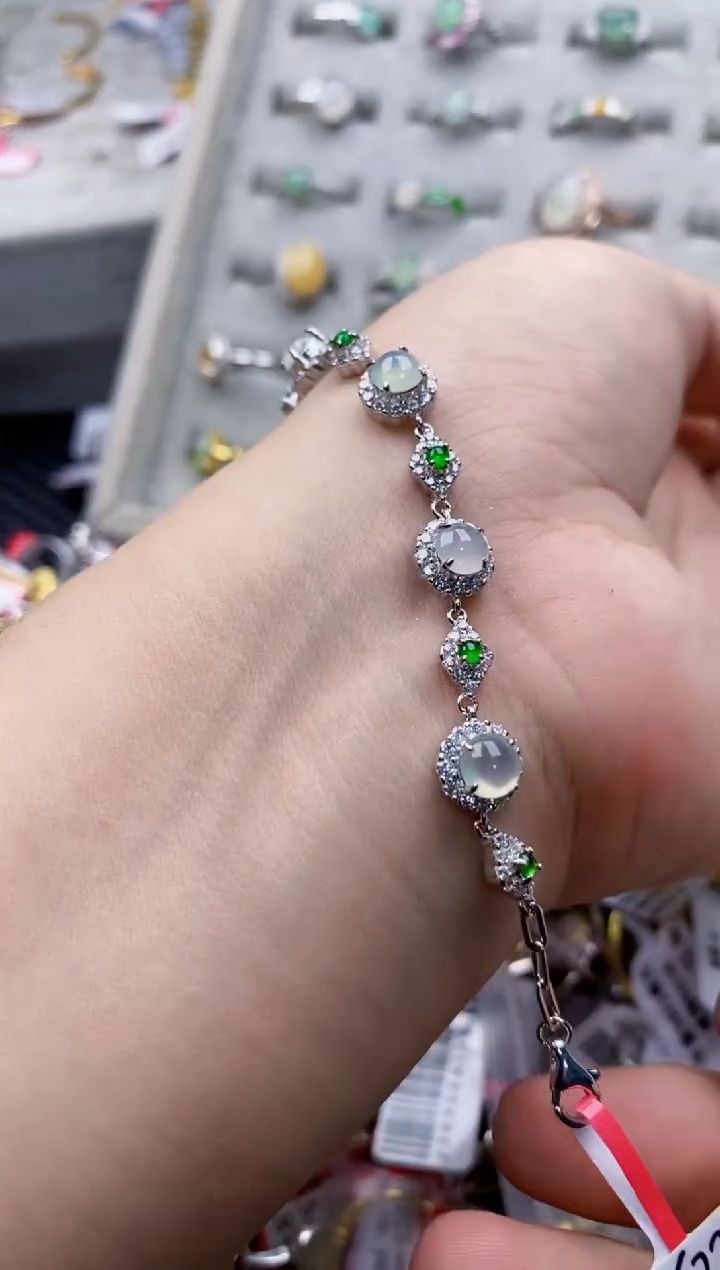 翡翠银S925镶嵌戒指9999---8