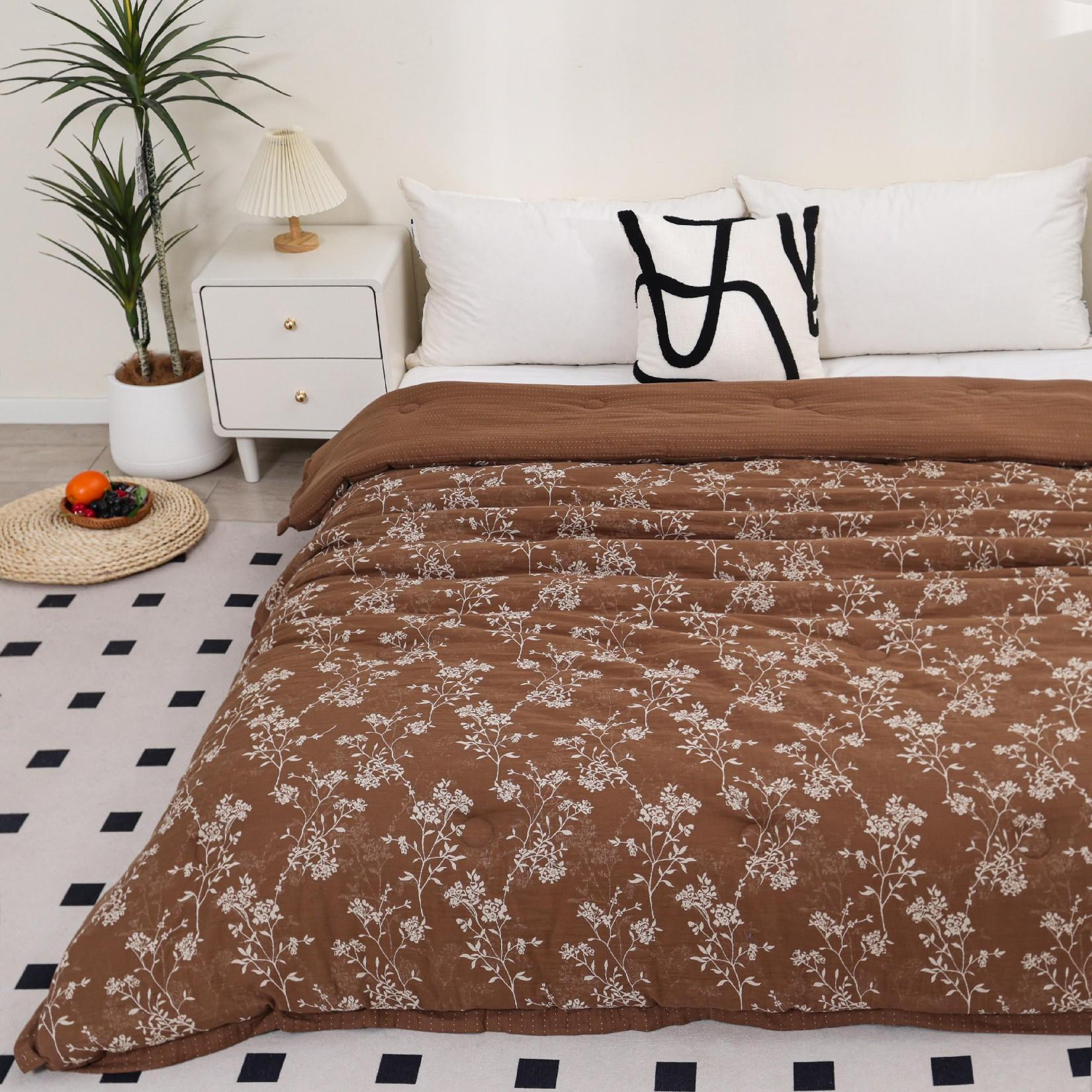 日本订单双层纱驼绒被春秋四季被 无需被套可机洗不滚包成坨 惊鸿