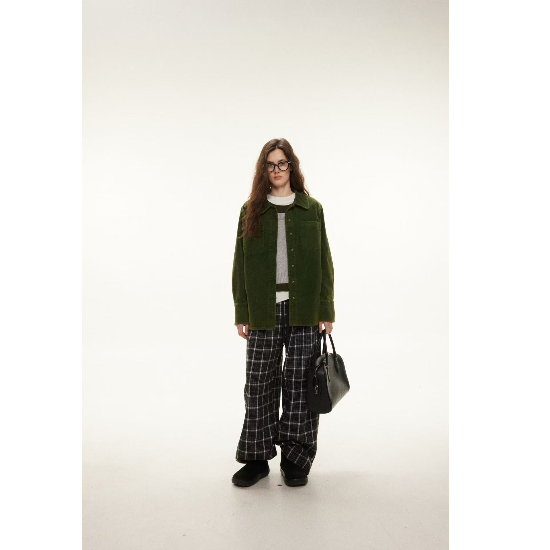 JGGU晶咕黑标【冰冻苔原】复古做旧灯芯绒气质衬衫JG2A4CS045A