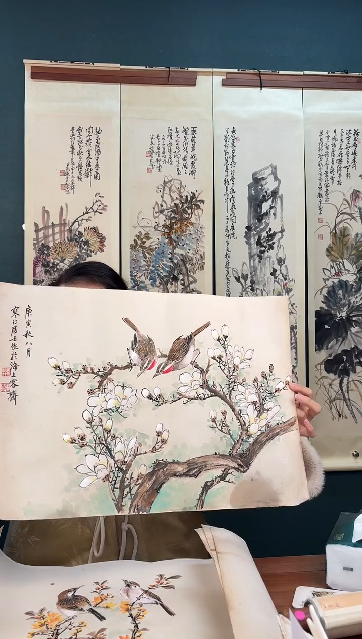 国画用****0江老师 花鸟作品 4幅