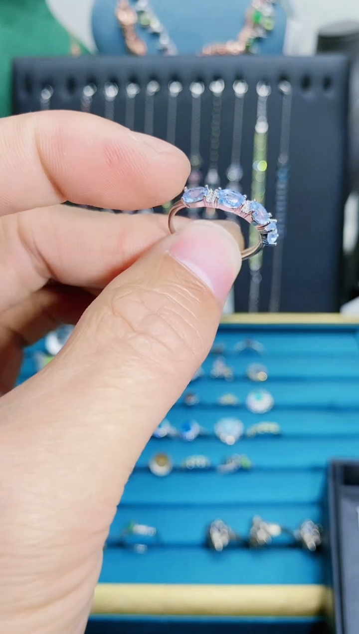 【闪购商品】海蓝宝石戒圈银S925镶嵌12121