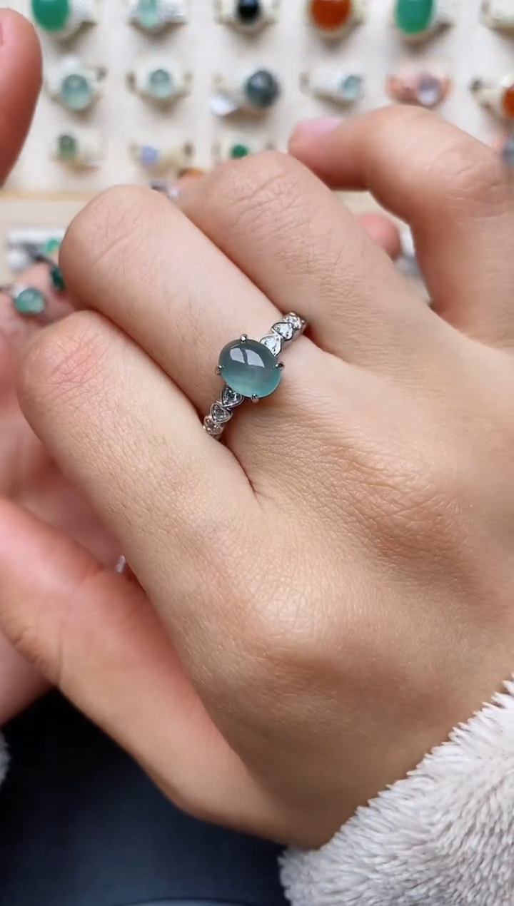 【闪购商品】翡翠戒指银S925镶嵌缅甸翡翠