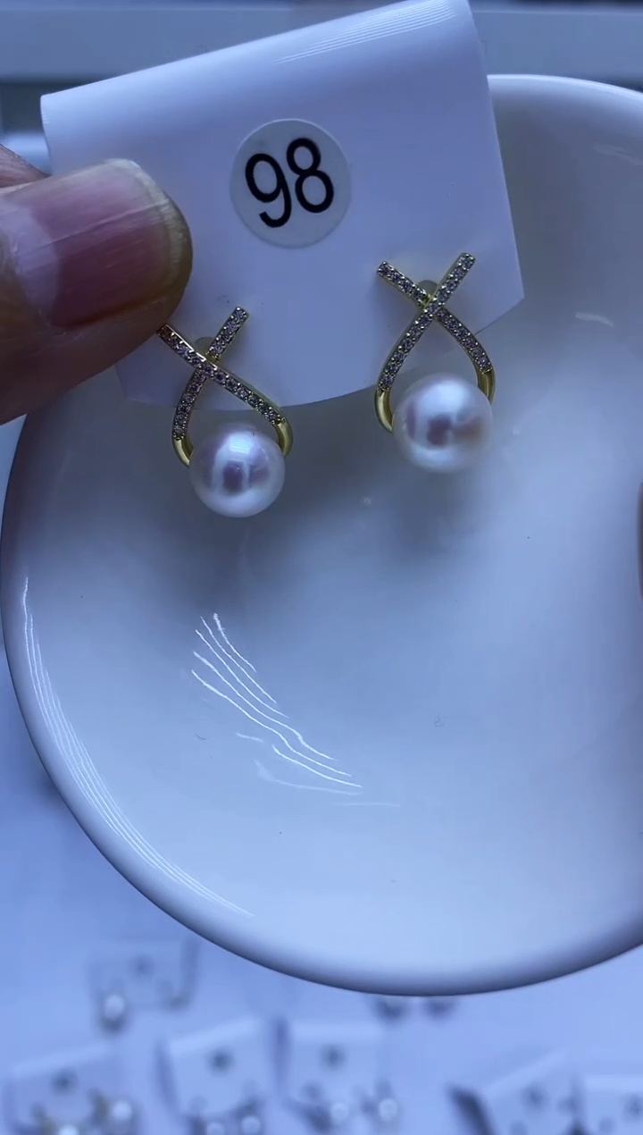 银S925镶嵌耳饰海水珍珠98