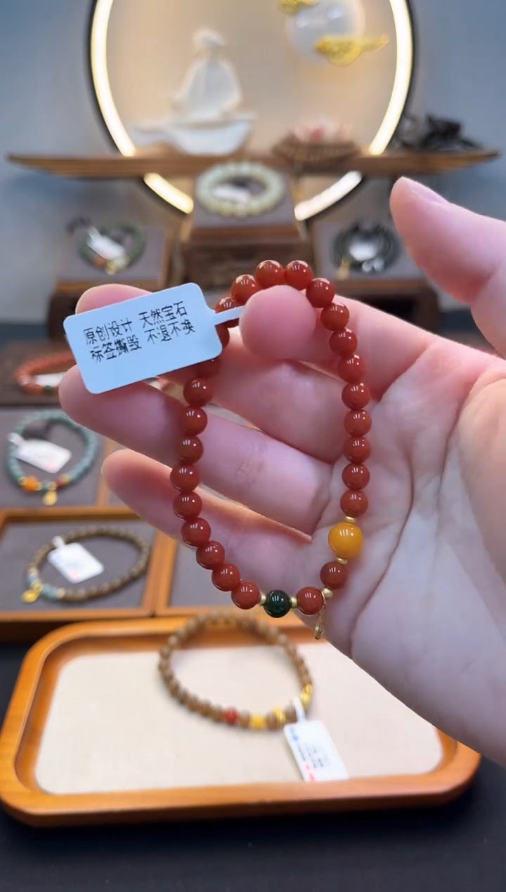 【闪购商品】玛瑙/玉髓手链合金货号834