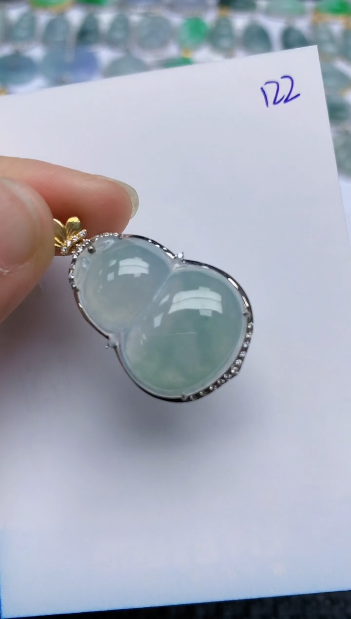 【闪购商品】翡翠挂件18K金镶嵌天然A货翡翠 122