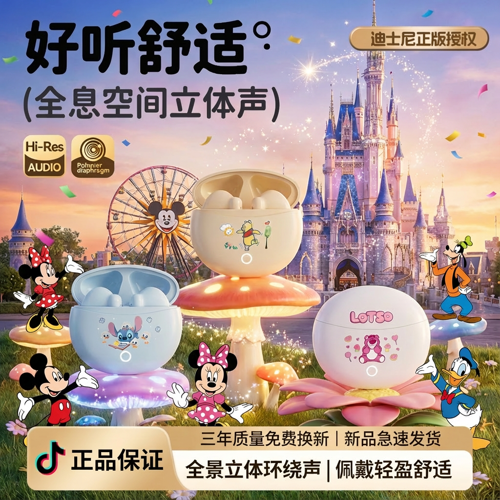 【疯狂动物城】迪士尼联名蓝牙耳机高音质降噪半入耳运动超长续航通