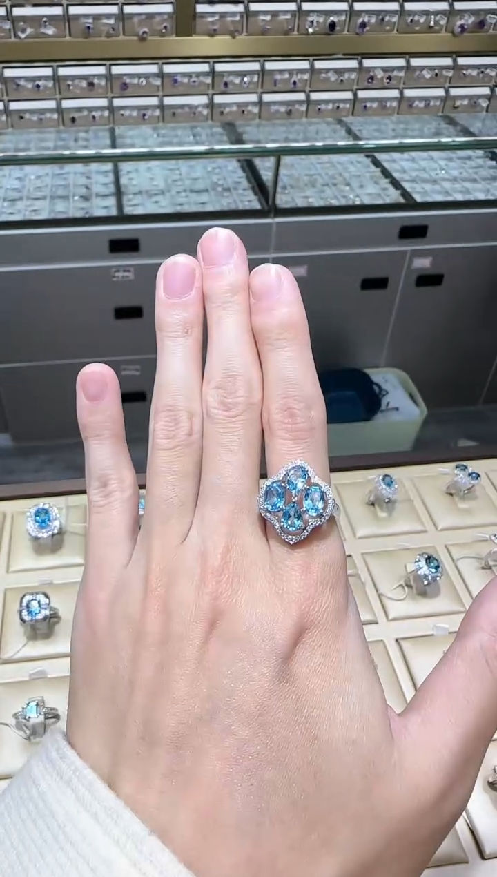 【闪购商品】托帕石戒指银S925镶嵌5*7mm设计款