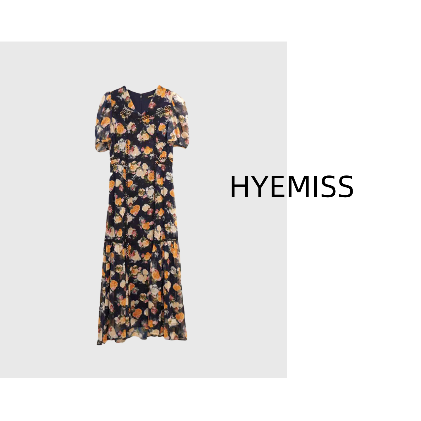 OW0112夏季长款复古印花气质显瘦轻奢茶歇法式连衣裙