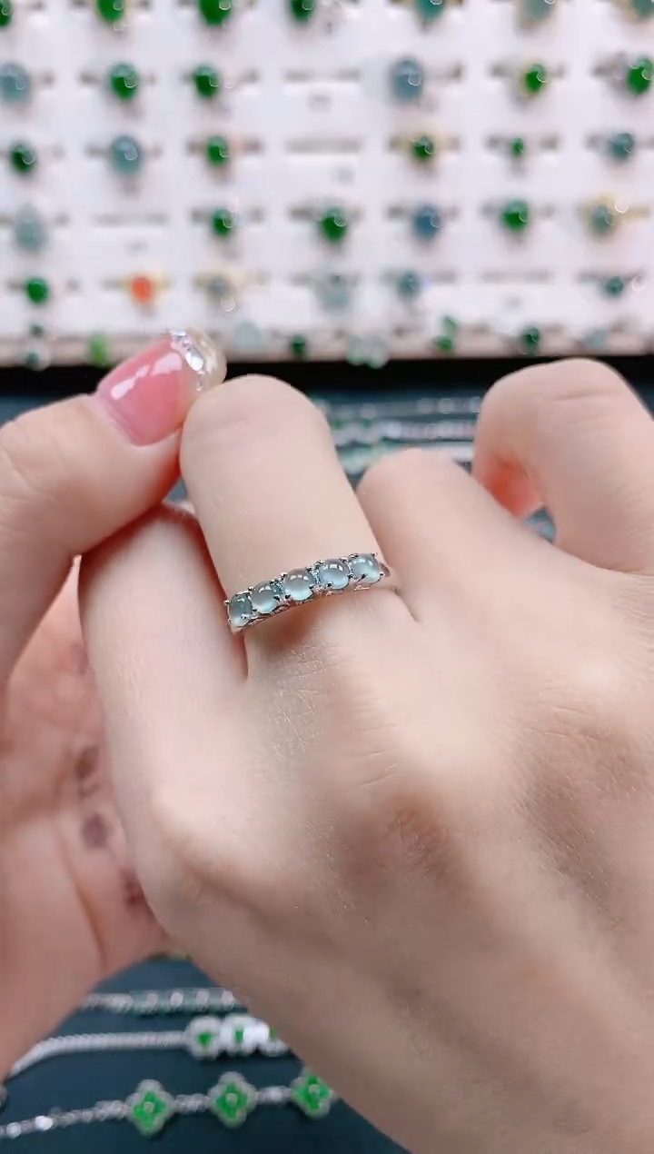 【闪购商品】翡翠戒指银S925镶嵌天然翡翠