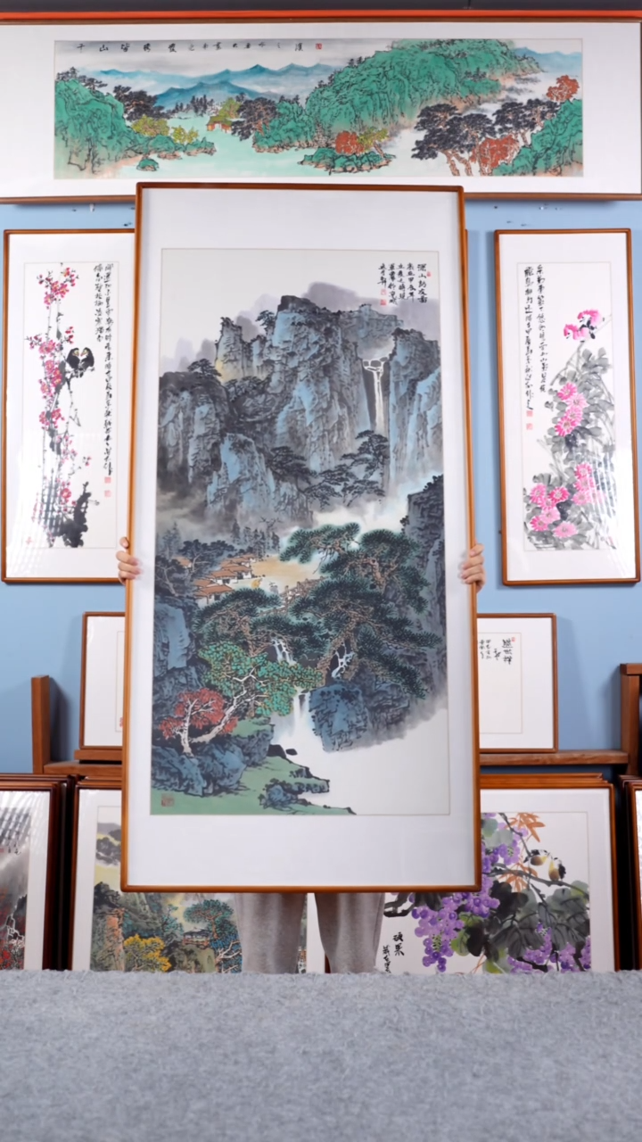 【闪购商品】国画张现军《深山访友图》手绘带框174*84