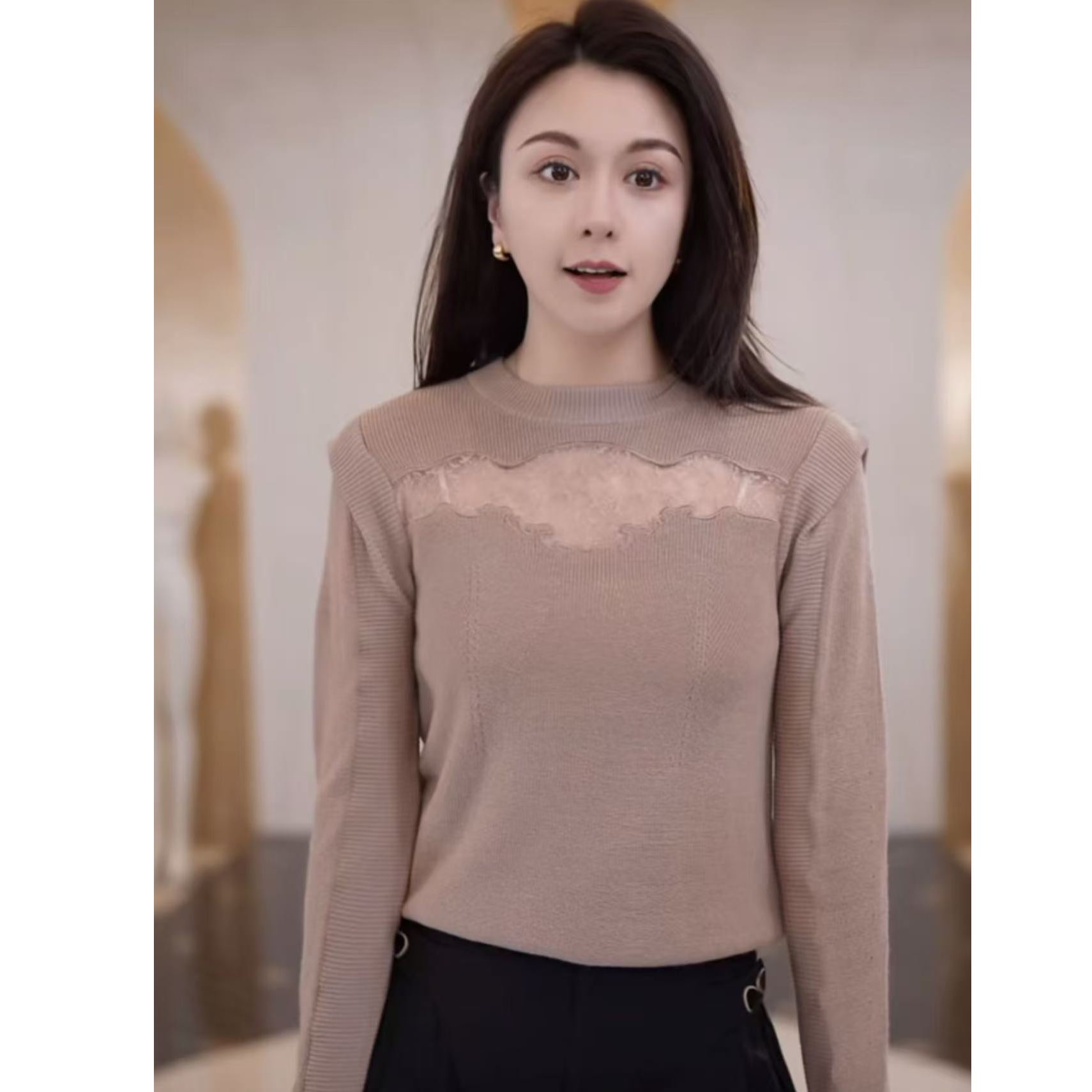 【许半夏专享】MESUX米岫肩部翻边宽松长袖针织衫MKSUE408