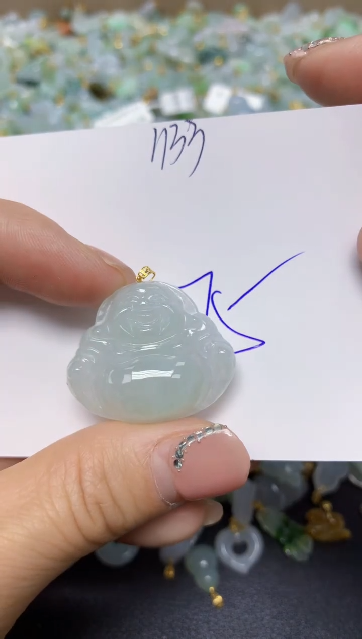 【闪购商品】翡翠挂件18K金镶嵌 天然翡翠A货