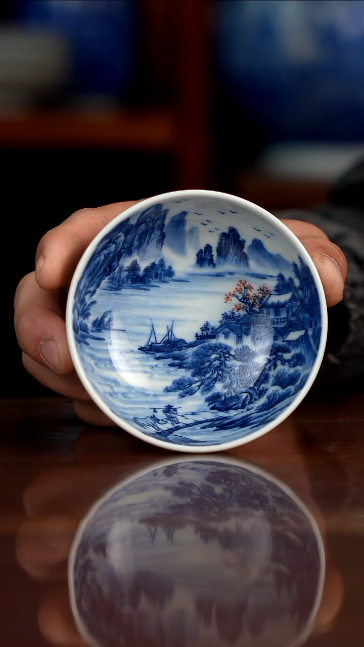 景琳藏青花北派山水