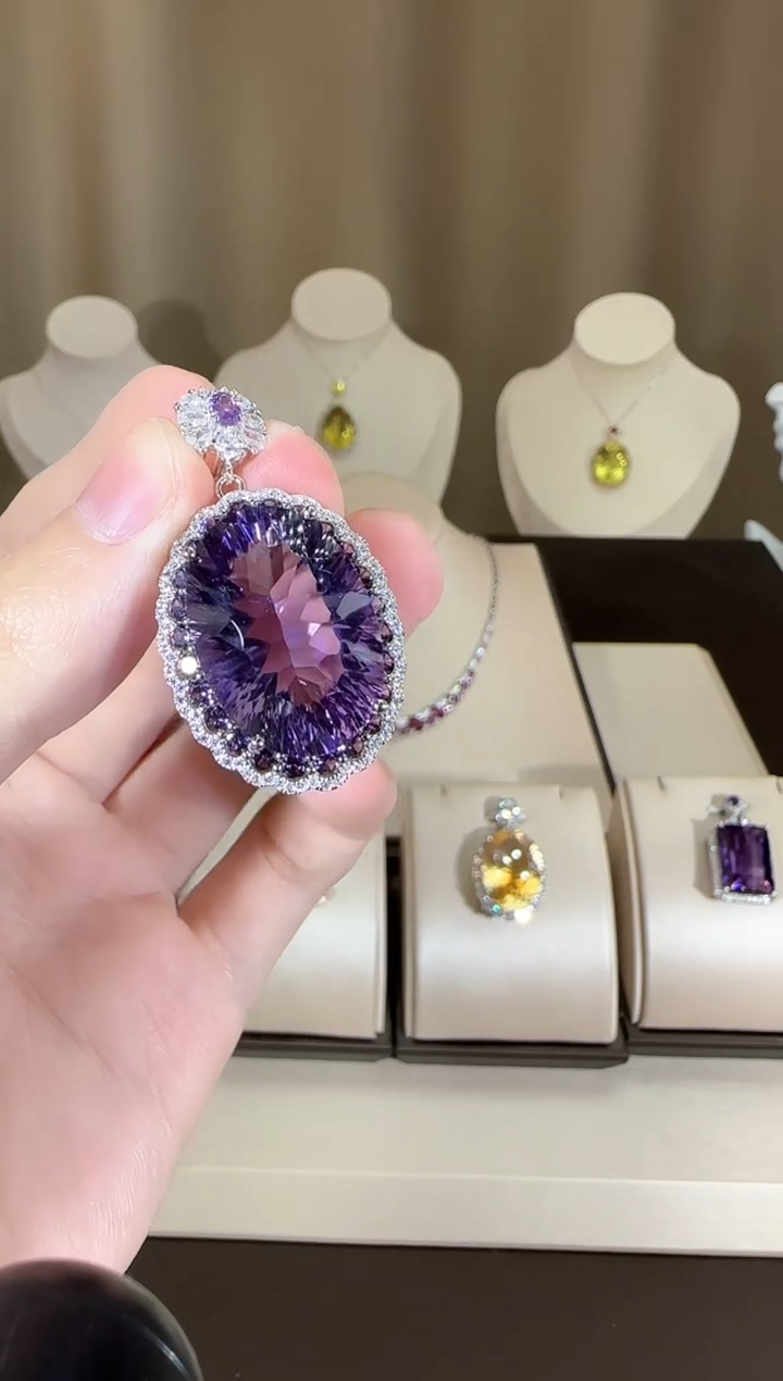 【闪购商品】紫晶颈饰银S925镶嵌16*23mm吊坠