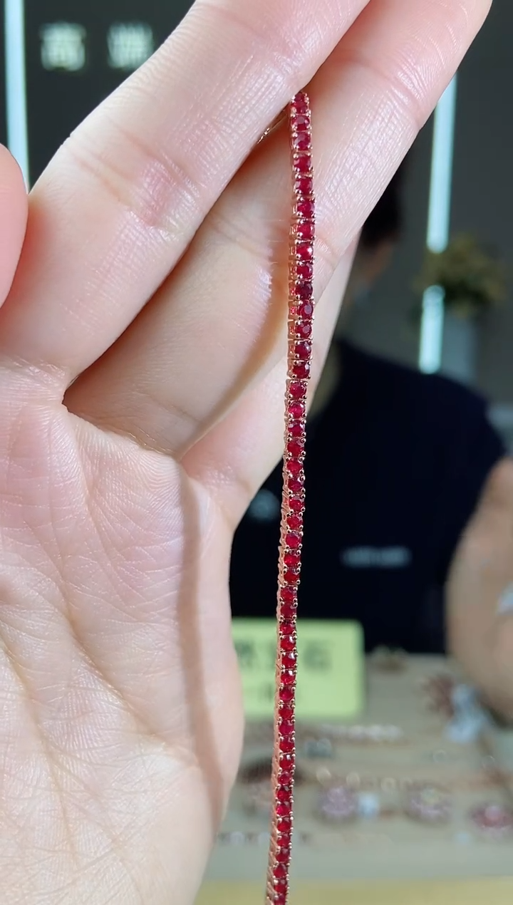 【闪购商品】红宝石手链18#银S925镶嵌手链18#