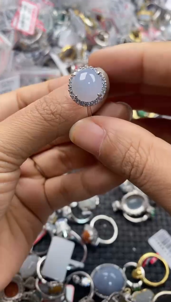 银S925镶嵌戒指翡翠9999----5