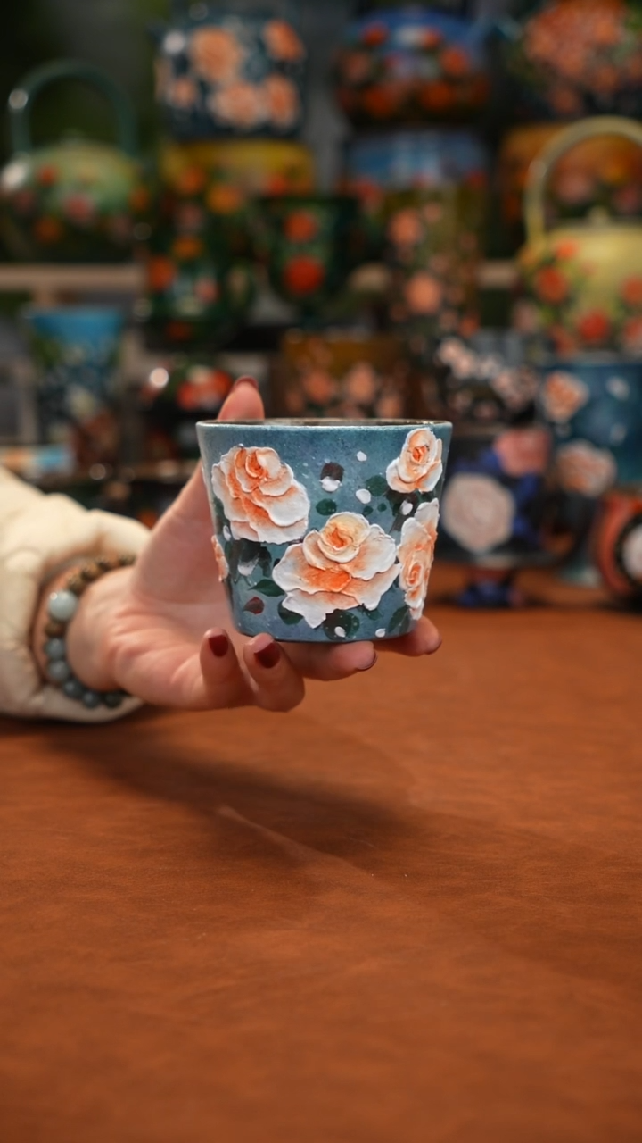 紫砂油画手绘釉下彩