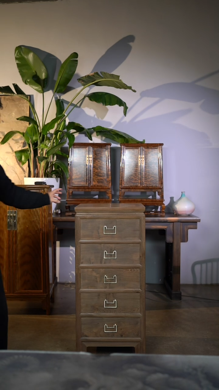 金丝楠阴沉独板满花原木精工五斗收纳柜