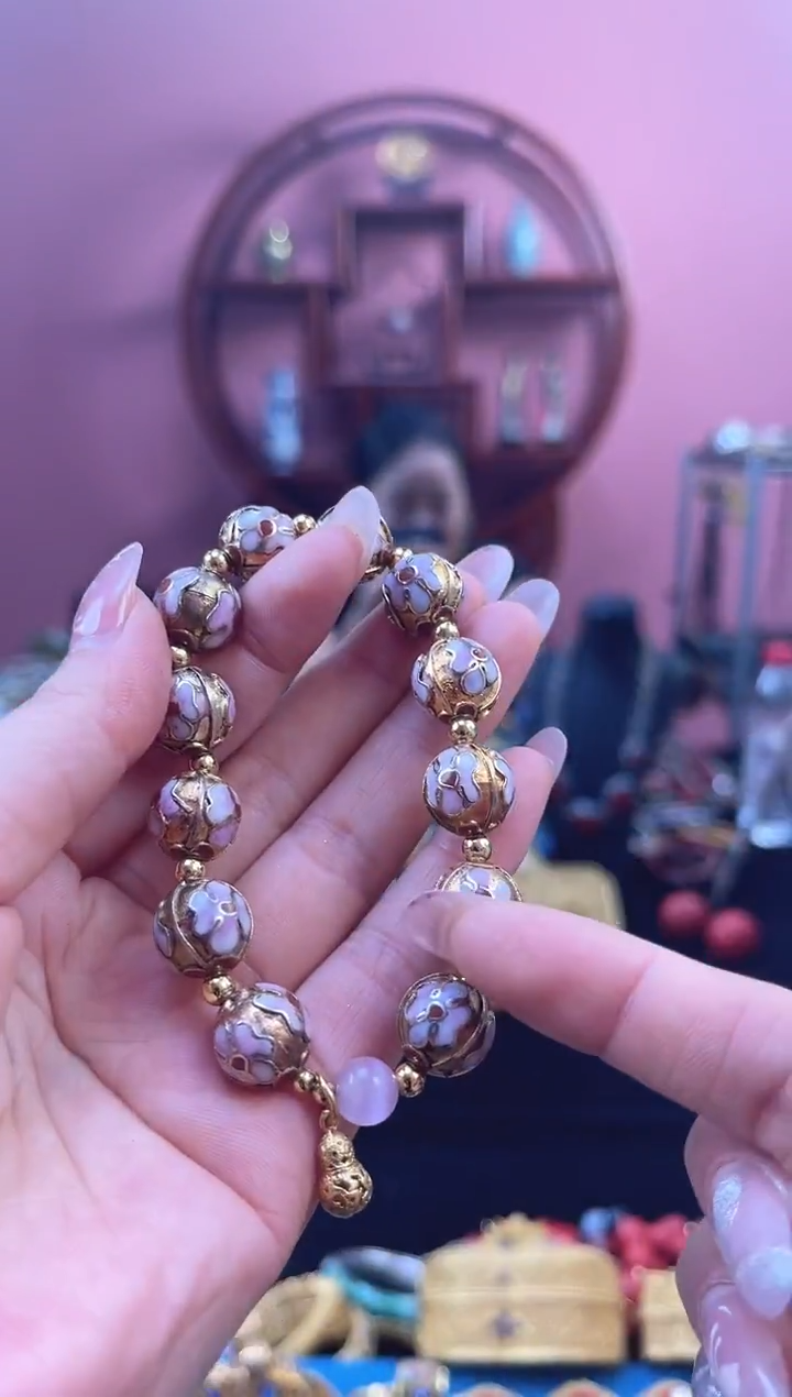 非遗 景泰蓝金地手串 3瓜棱1.2