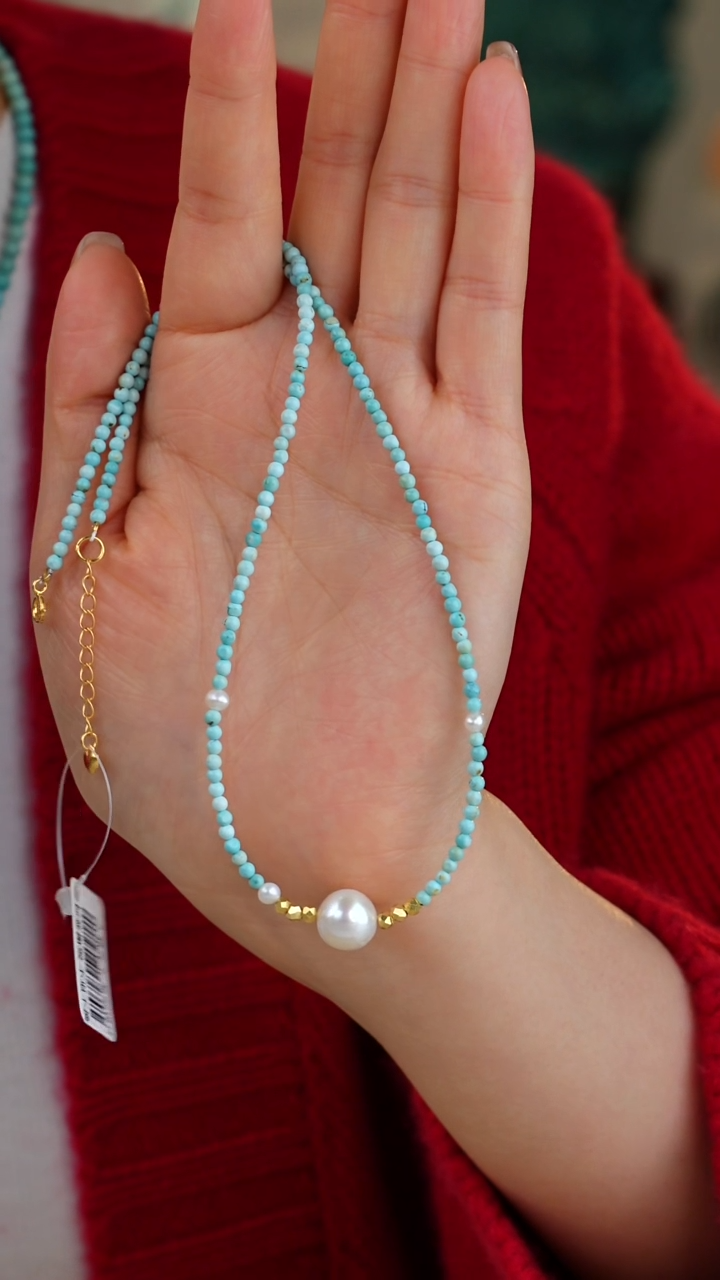 【闪购商品】绿松石项链银S925镀金镶嵌多样性发货