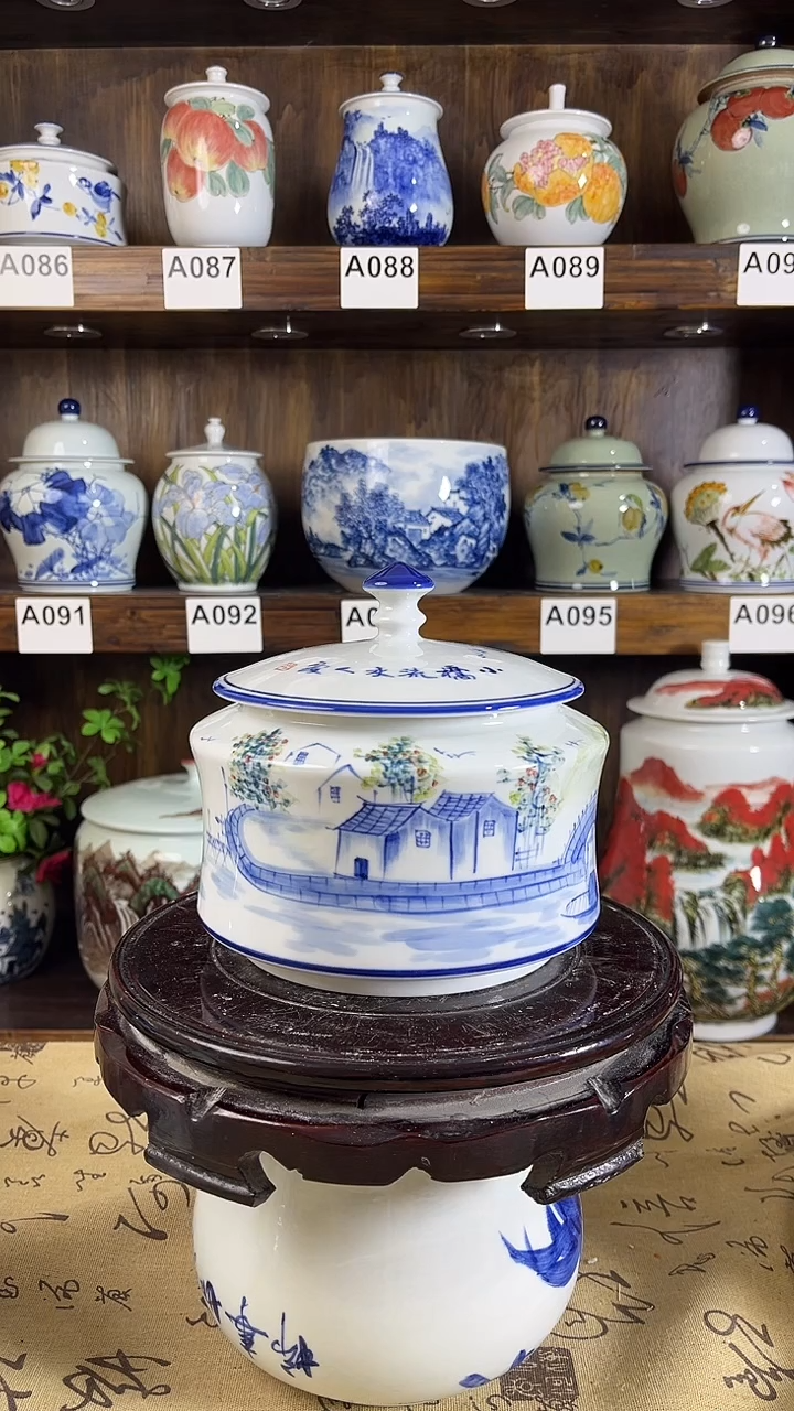 【闪购商品】纯手工手绘江南水乡储物罐