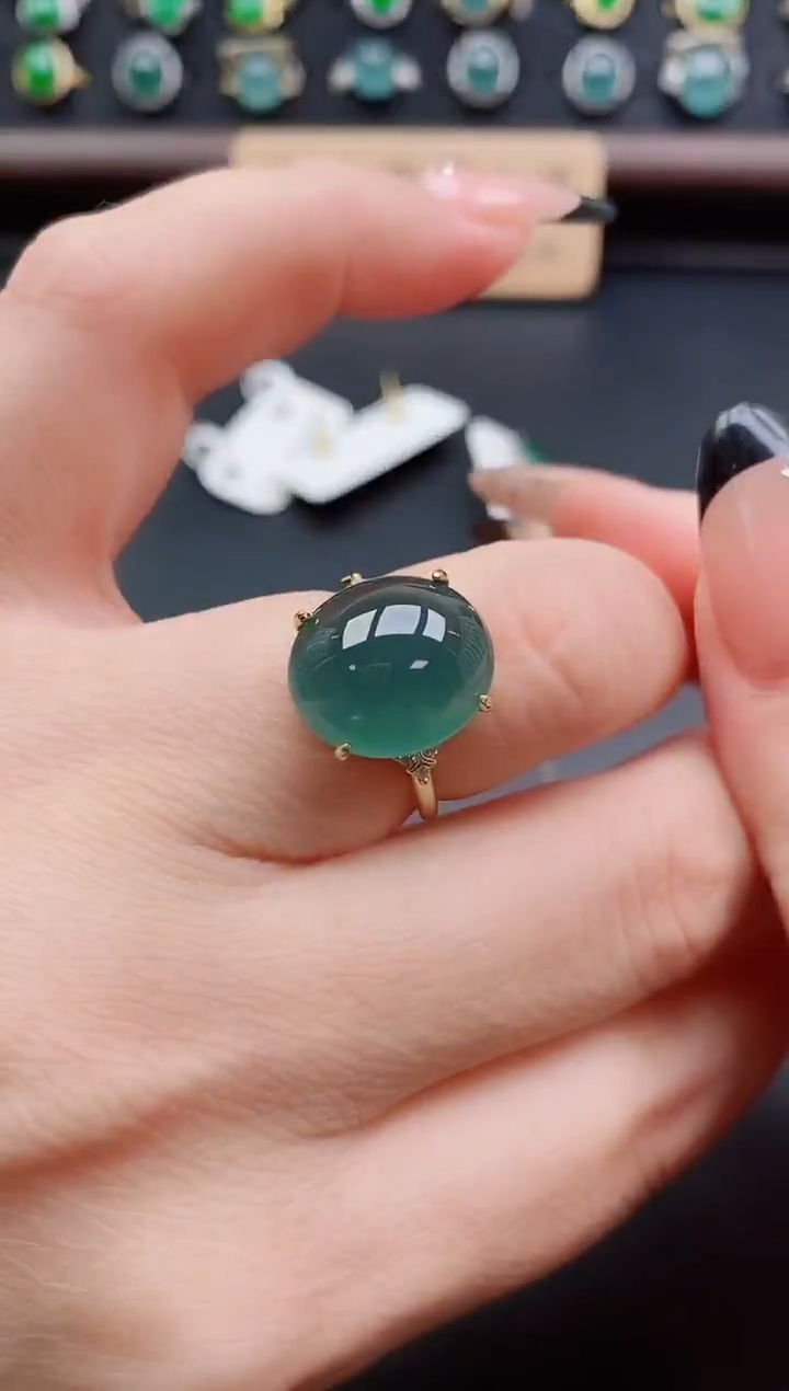 银S925镶嵌戒指翡翠1