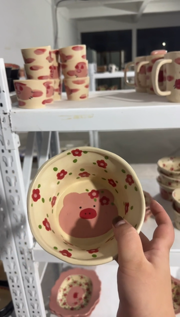 陶瓷猪猪泡面碗猪猪