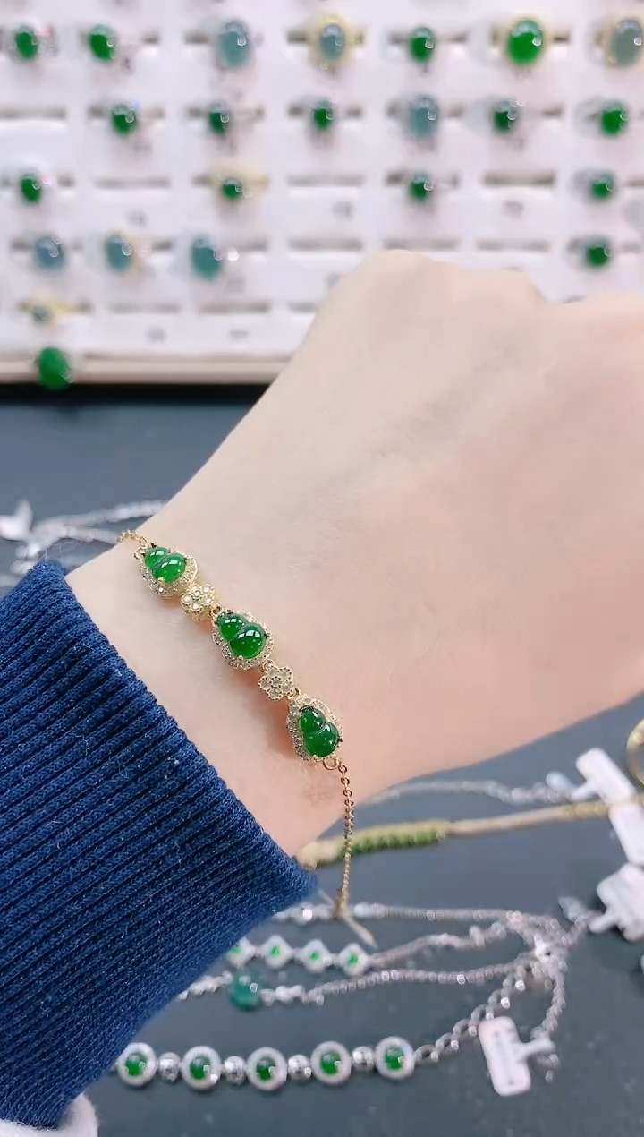 【闪购商品】翡翠手链银S925镶嵌天然翡翠