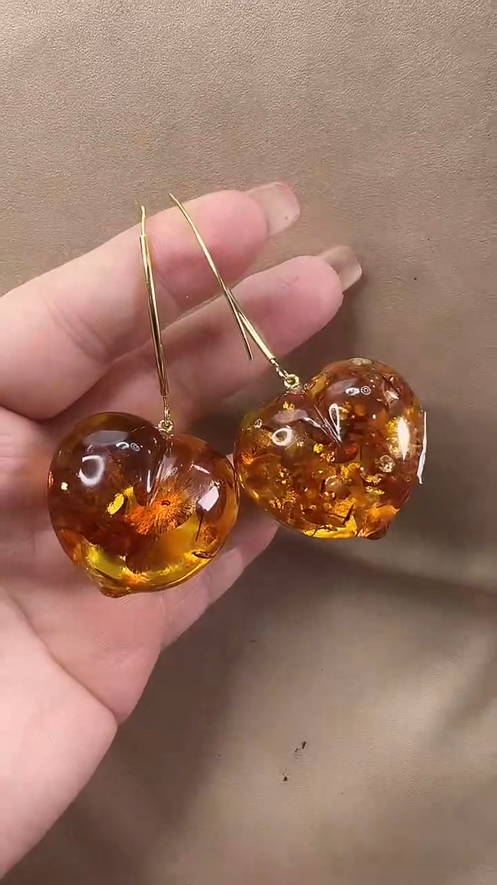 琥珀颈饰未镶嵌耳环