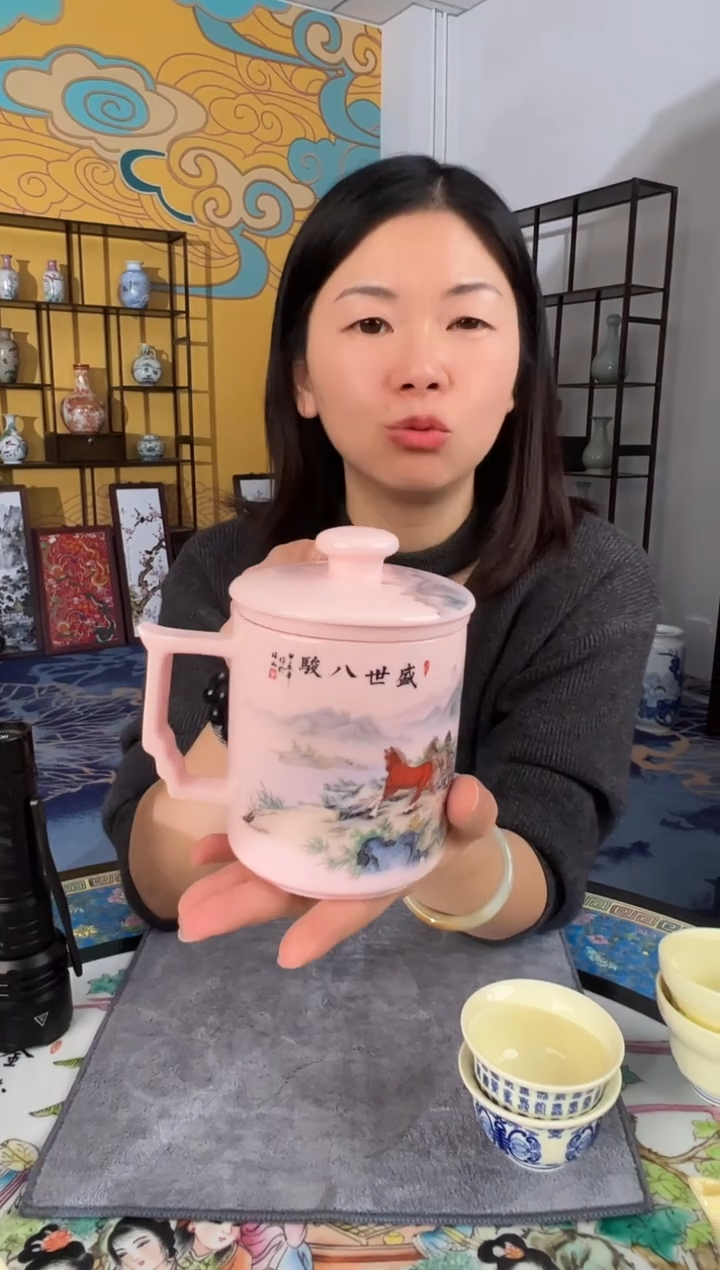 摆件瓷景德镇办公杯