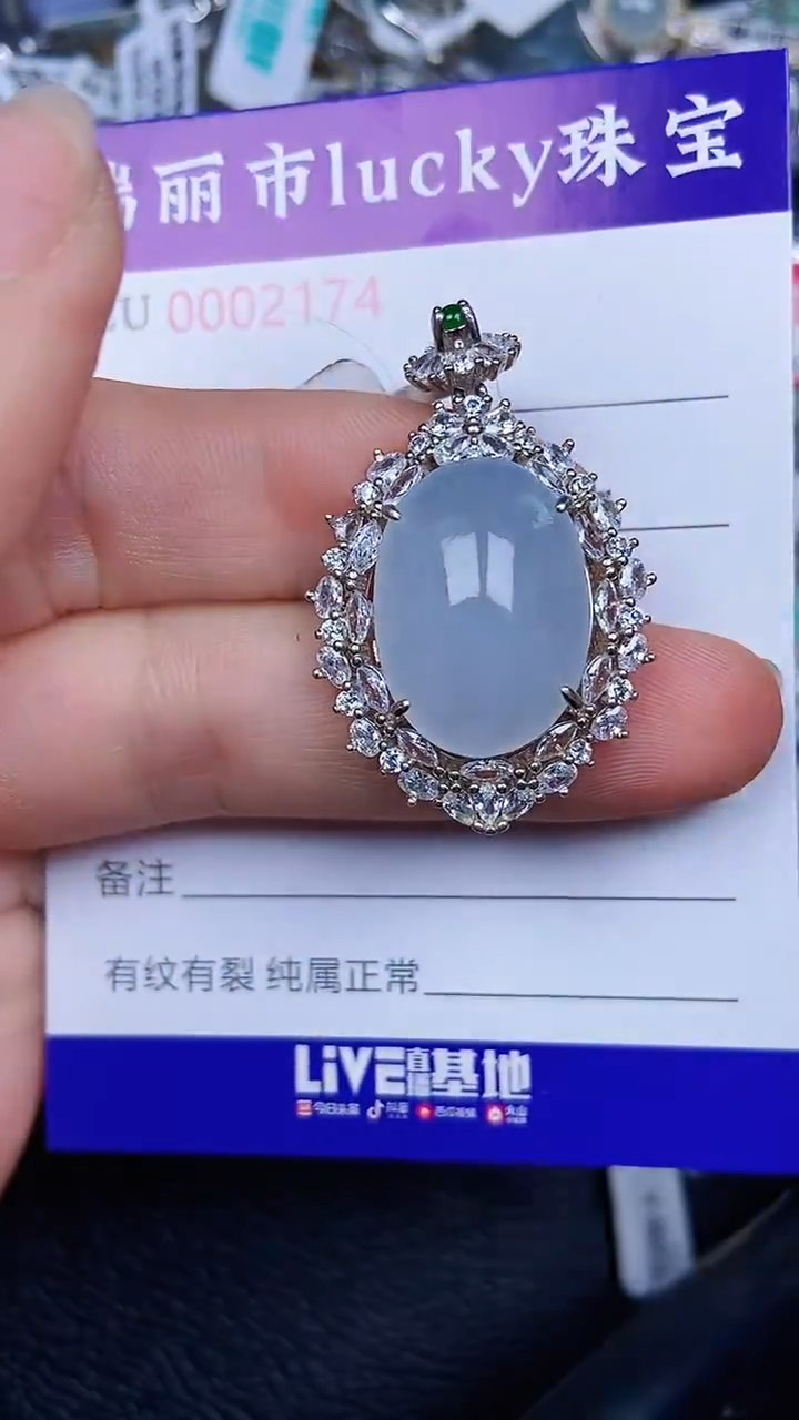 颈饰银S925镶嵌翡翠2174