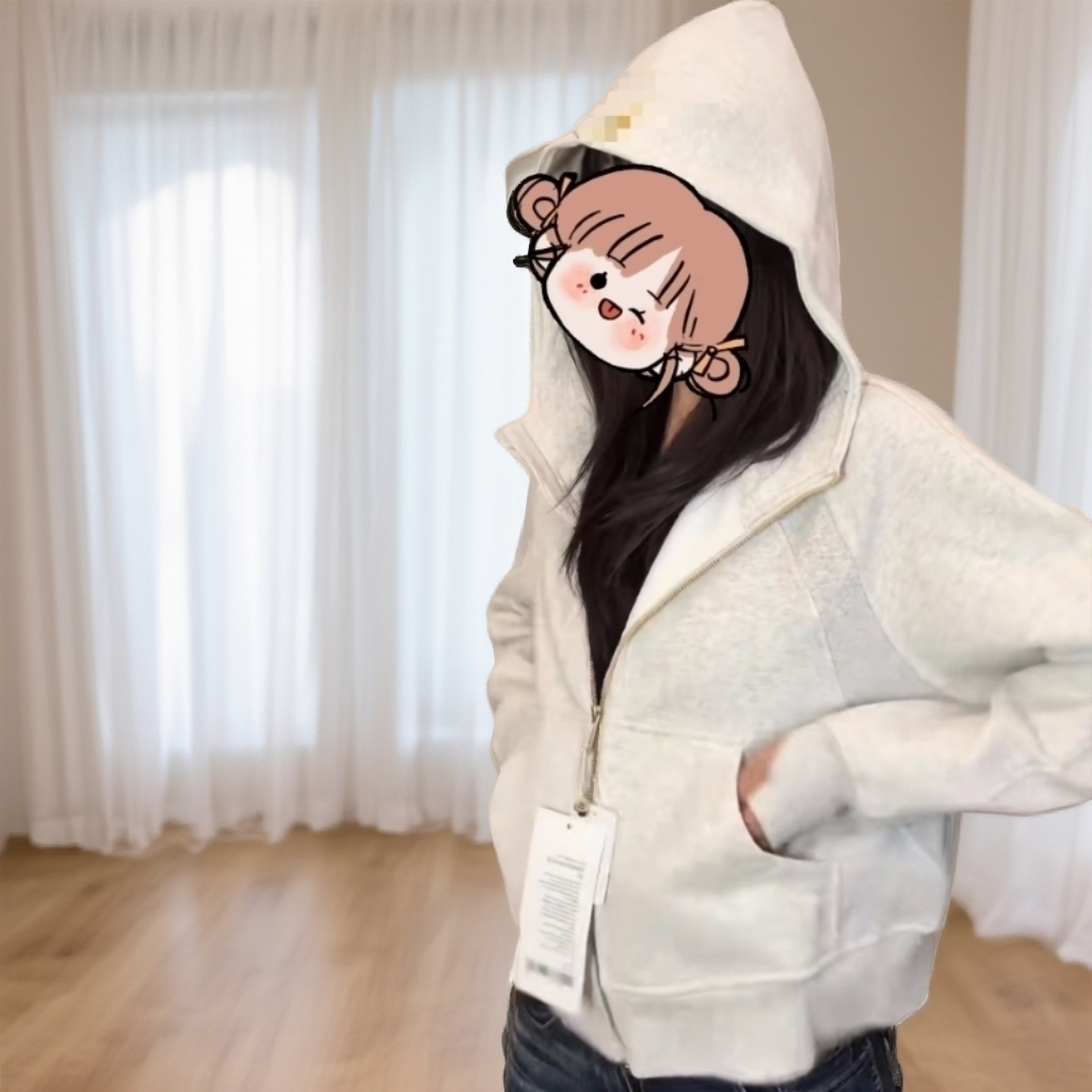 宽松版加绒卫衣拉链连帽休闲时尚一毛毛一样样