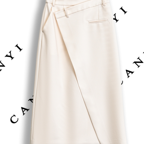 【璨衣】时尚优雅不规则不对称设计 高腰西装半裙0097