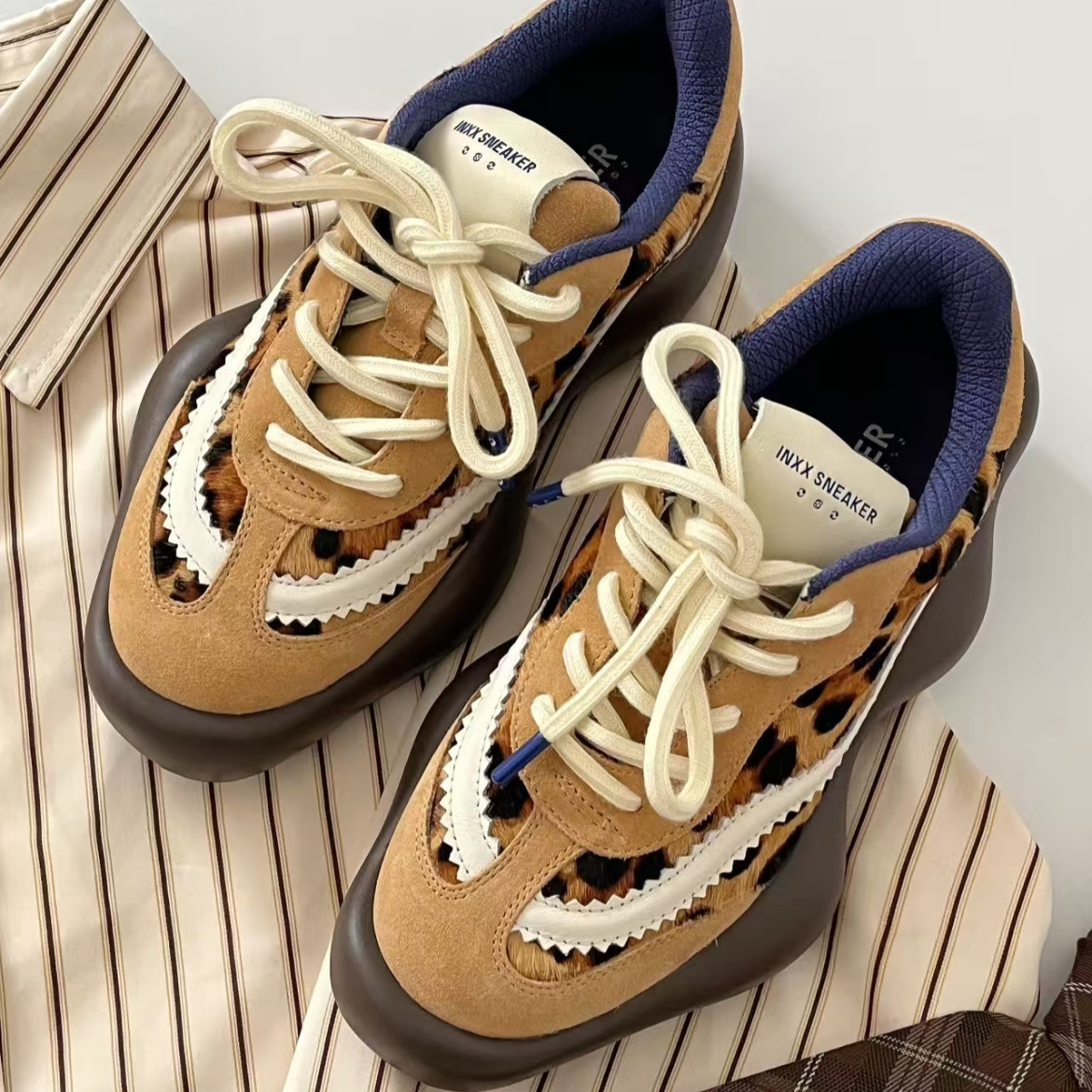 INXXSNEAKER（King精选）口香糖德训鞋豹纹色系带成熟辣妹风运动