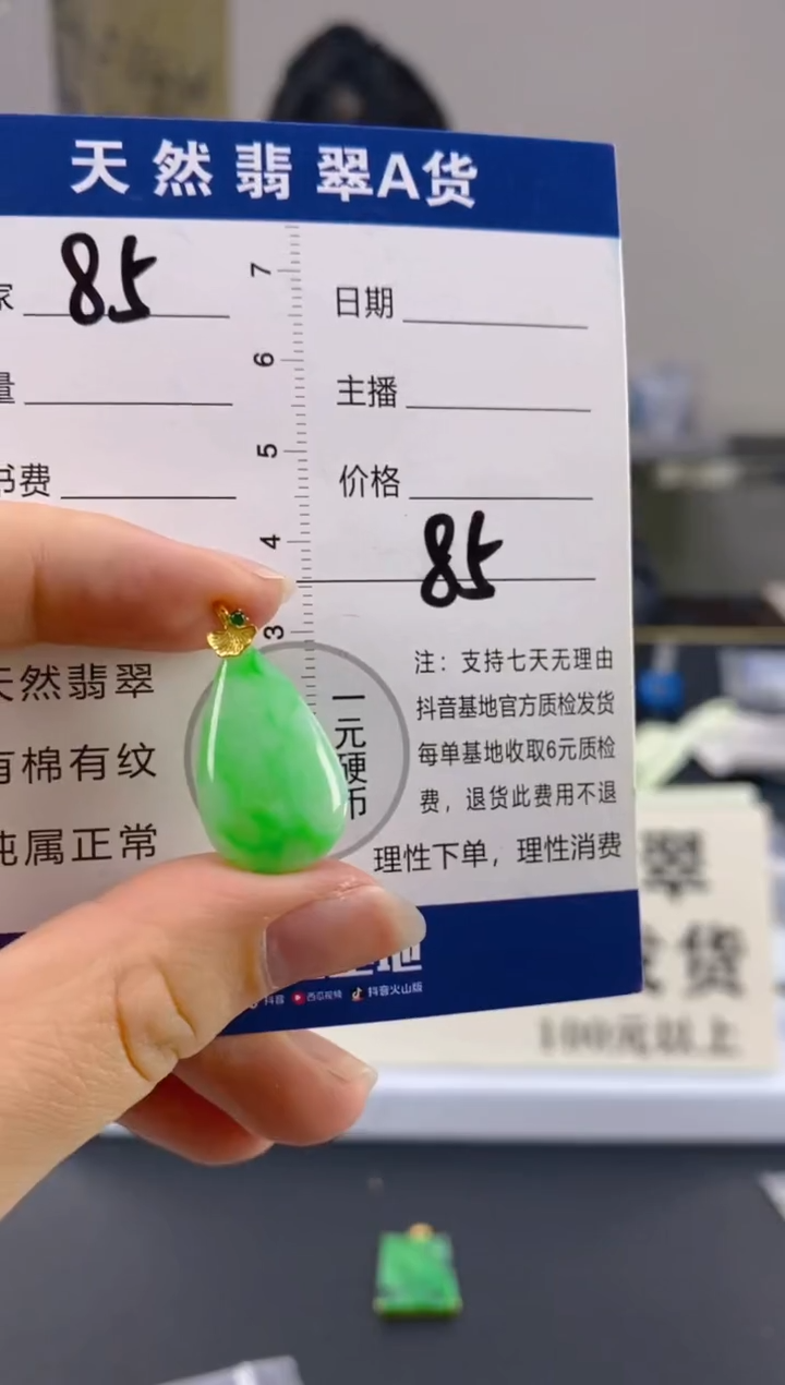 【闪购商品】翡翠颈饰18K金镶嵌天然A货翡翠