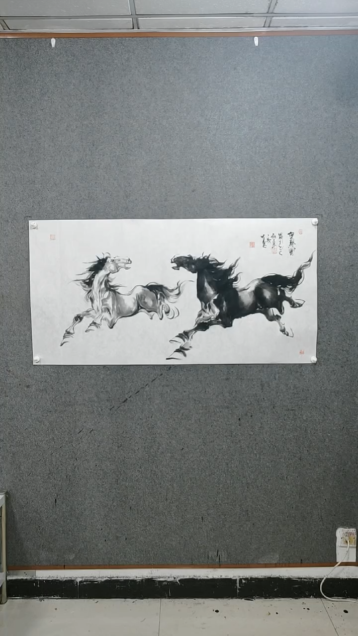 【闪购商品】国画水墨写意马图双骏